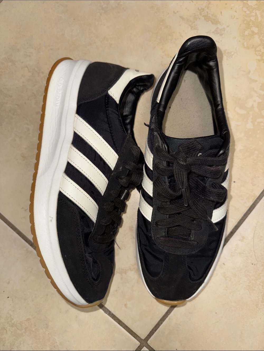adidas Black & White Classic Three-Stripe Sneakers